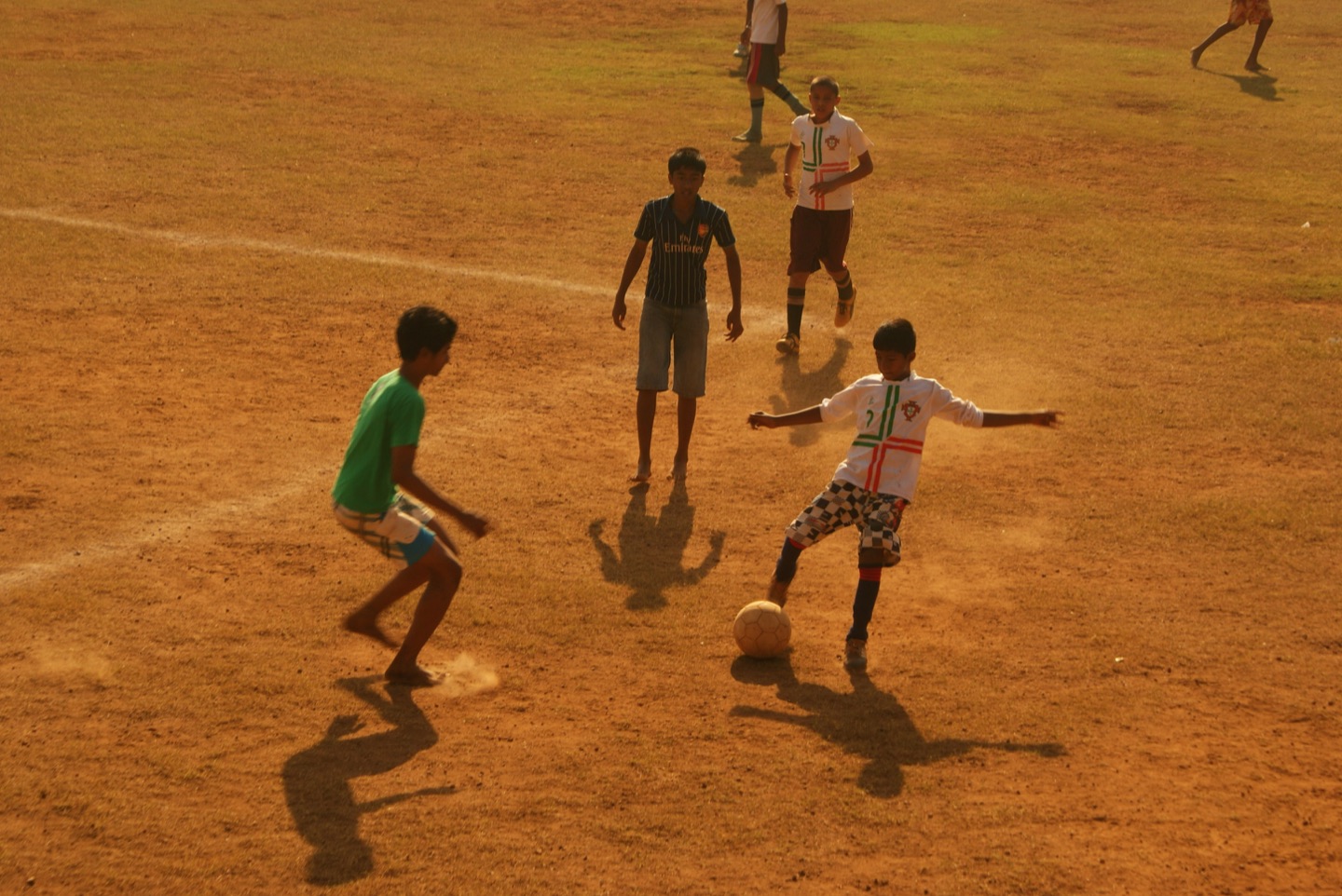 Young players enjoying a grassroots football game in India